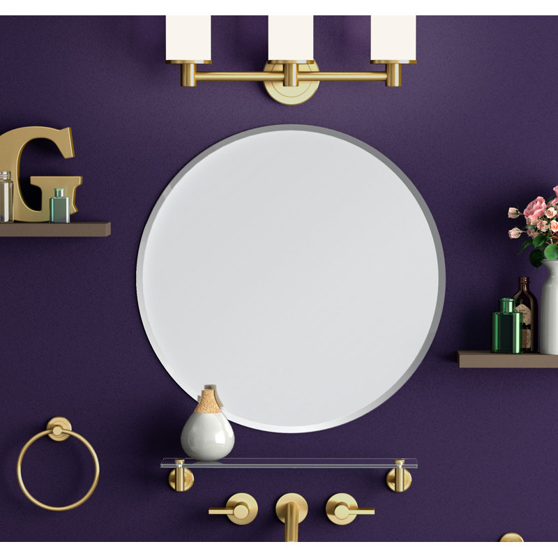 Gatco Round Flush Mount Beveled Frameless Bathroom/Vanity Mirror